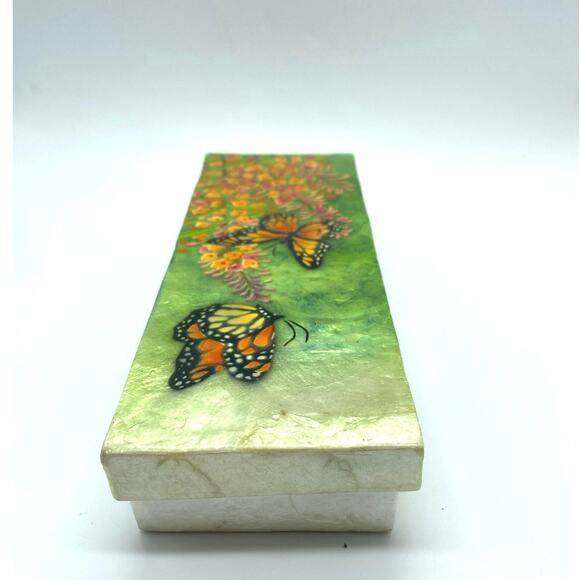 Butterfly Garden Long‎ Capiz Shell Box Philippines Iridescence Decorative Box - Picture 3 of 9